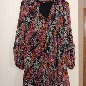 Vince Camuto Pink and Red Bishop Sleeve Sundress